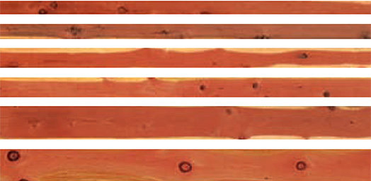 Example of the boards found in Construction Heart grade redwood.